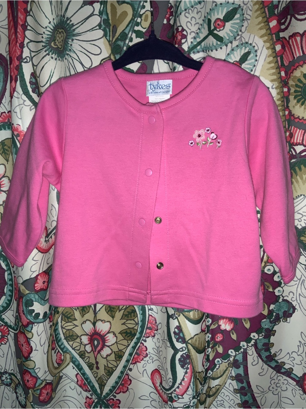 NWOT Vintage Y2K Tykes By Carters Baby Girl 6-9M Pink Snap Cardigan Floral